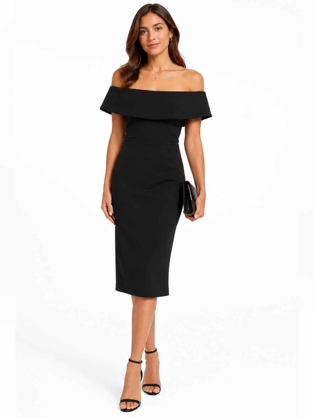 Dynamite Off-Shoulder Ruffle Dress in Black